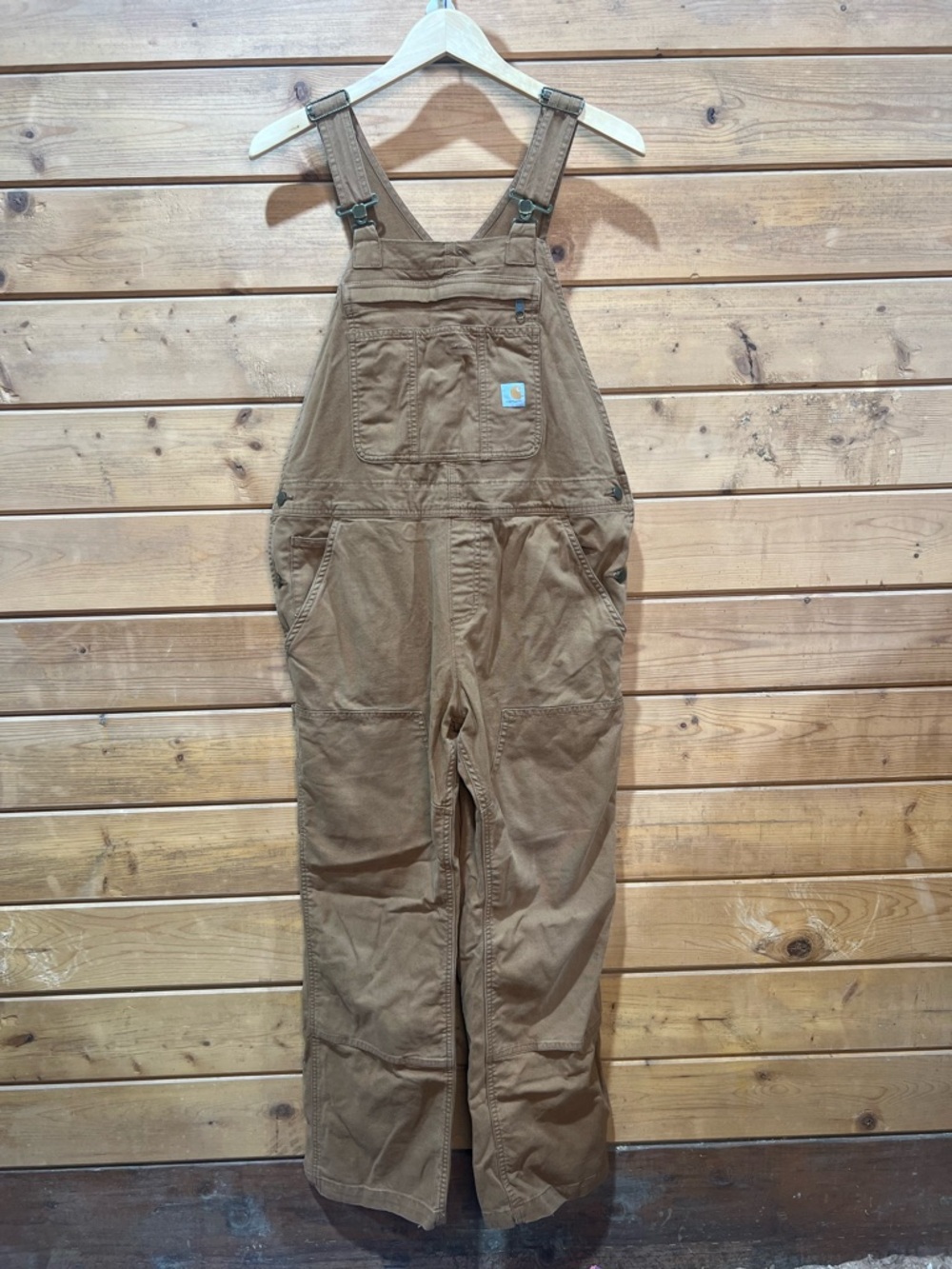 Carhartt Loose Fit Double Knee Bib Overalls Brown Women’s Medium Short